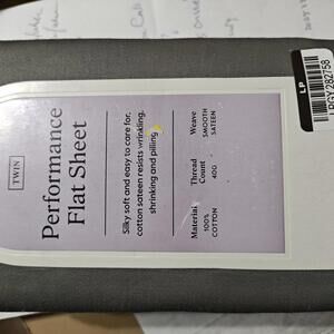 Twin Threshold 400 Thread Count Performance Flat Sheet Sateen GRAY 100% Cotton